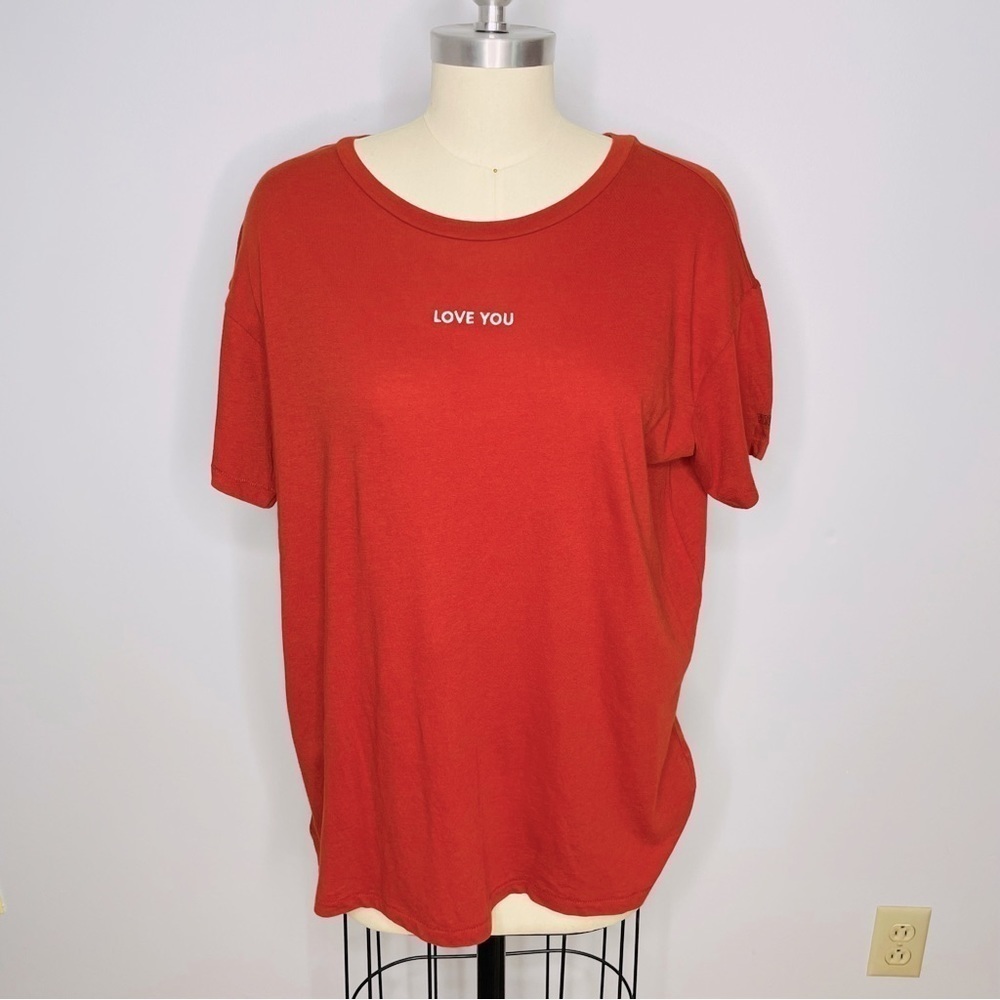 PINK Victorias Secret Oversized Love You Tee-Shirt- Small- Rust